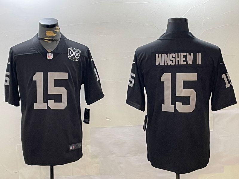 Men Oakland Raiders 15 Minshew ii Black 2024 Nike Limited NFL Jersey style 3